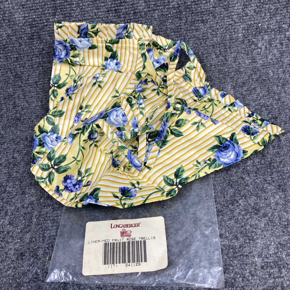 Longaberger Basket Liner Medium Fruit Rose Trellis Yellow Blue New NOS